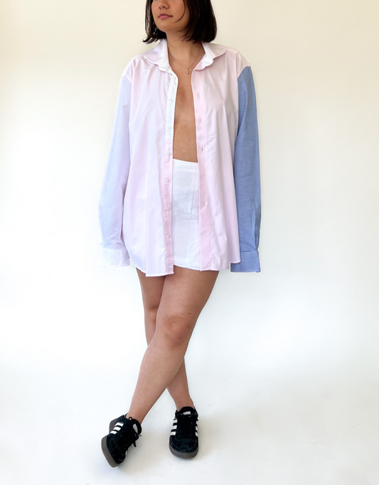 Triple blouse pink - white - blue checkered