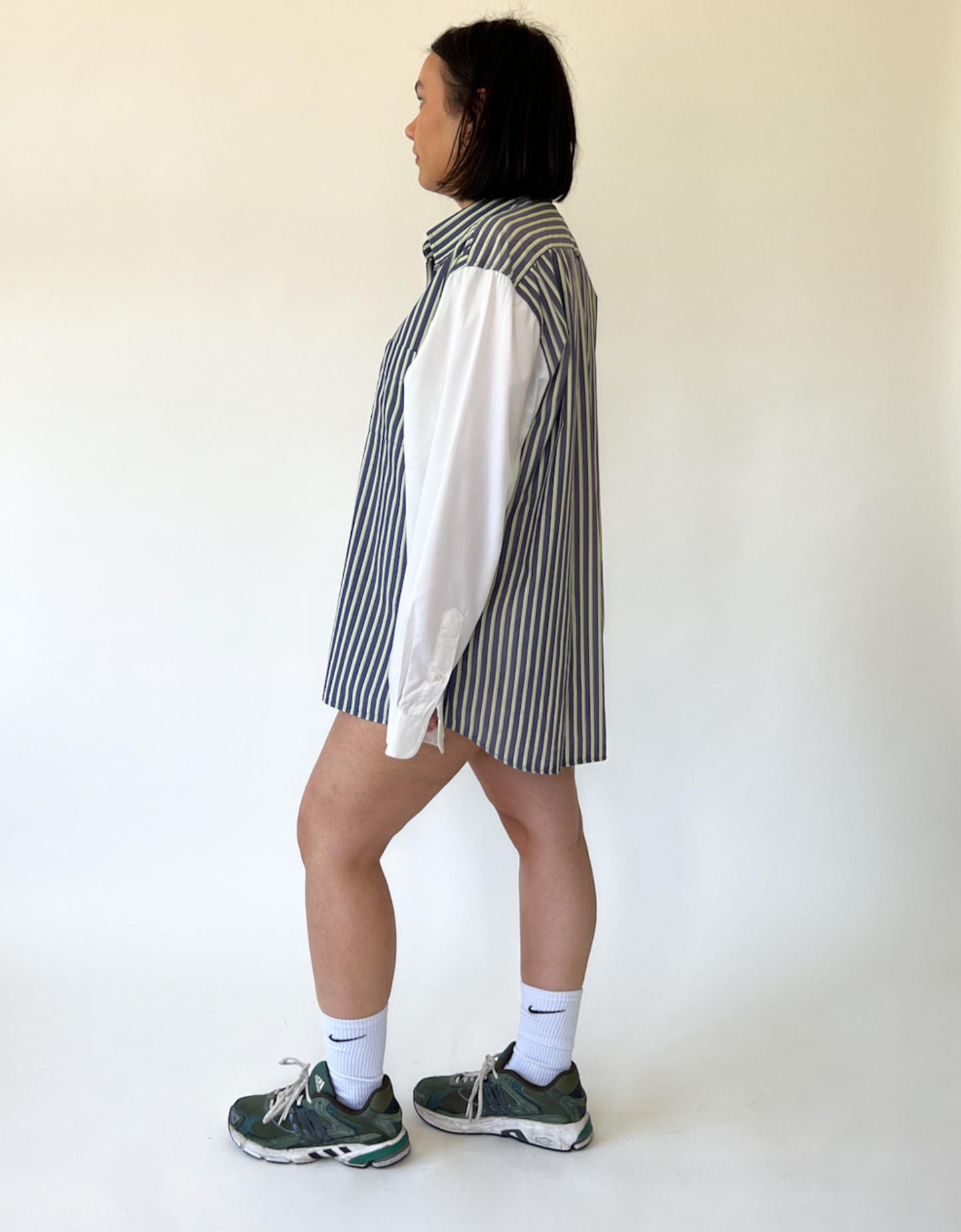 Duo blouse striped - white sleeves