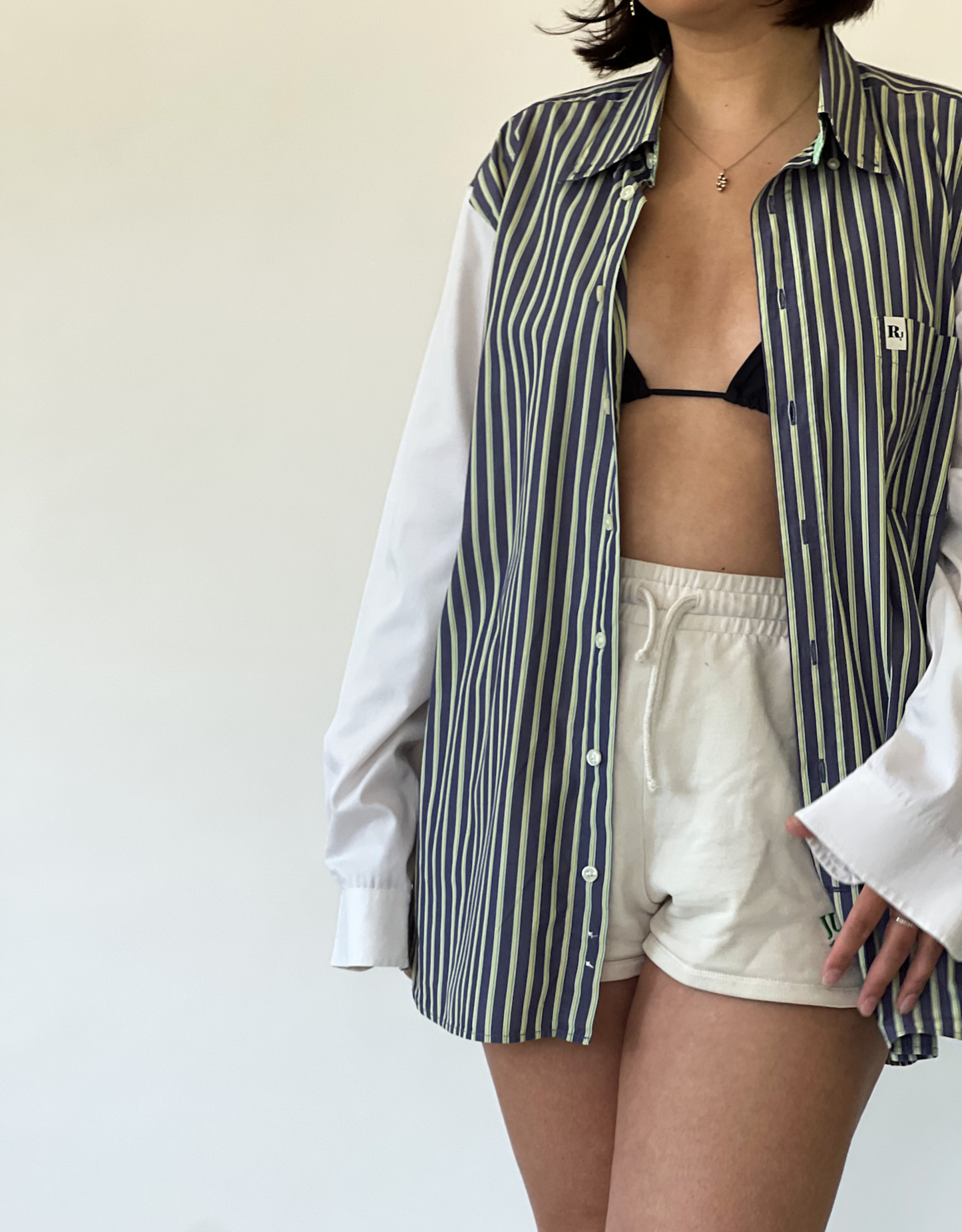 Duo blouse striped - white sleeves