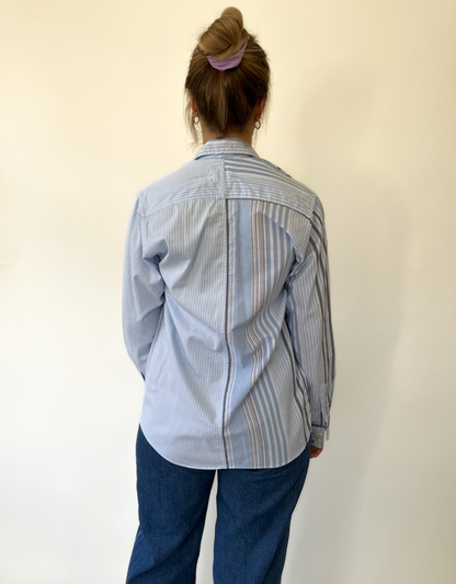 Duo blouse blue/grey striped - blue