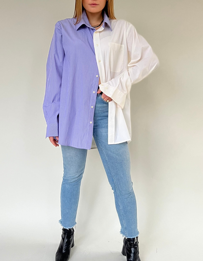 Duo blouse purple - white