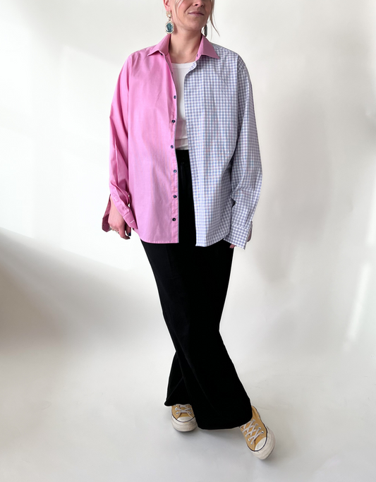 Duo blouse pink - purple checkered