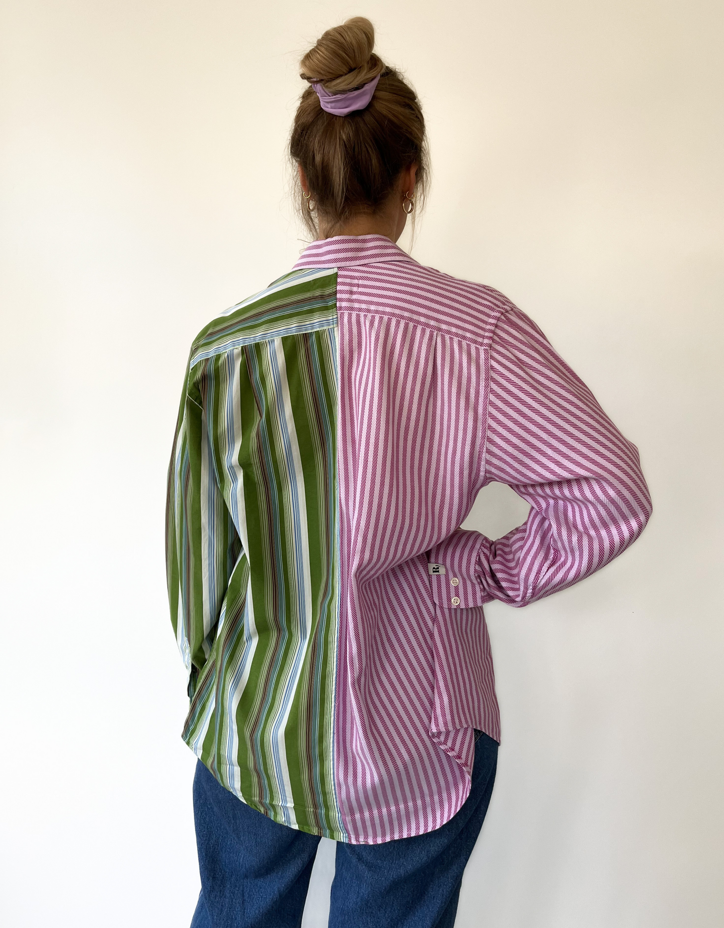 Duo blouse striped pink - green