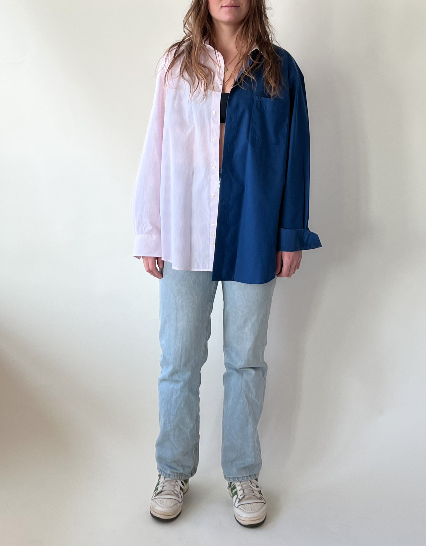 Duo blouse pink - dark blue